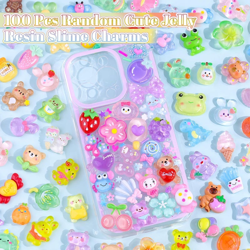 Glitzest 100PCS TINKRSTUFF Slime Charms Jelly Cute Flatback Resin Charms for Slime, Random Kawaii Decoden Charm for Embellishments Phone Junk Case Charms Bulk, Scrapbooking Crafting & DIY Decor (Multicolor) - Image 3